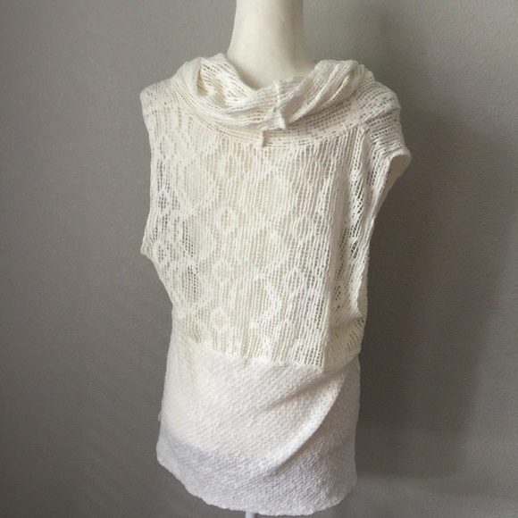 Free People Open Knit High-Low Cowl Neck Blouse - Picture 5 of 6